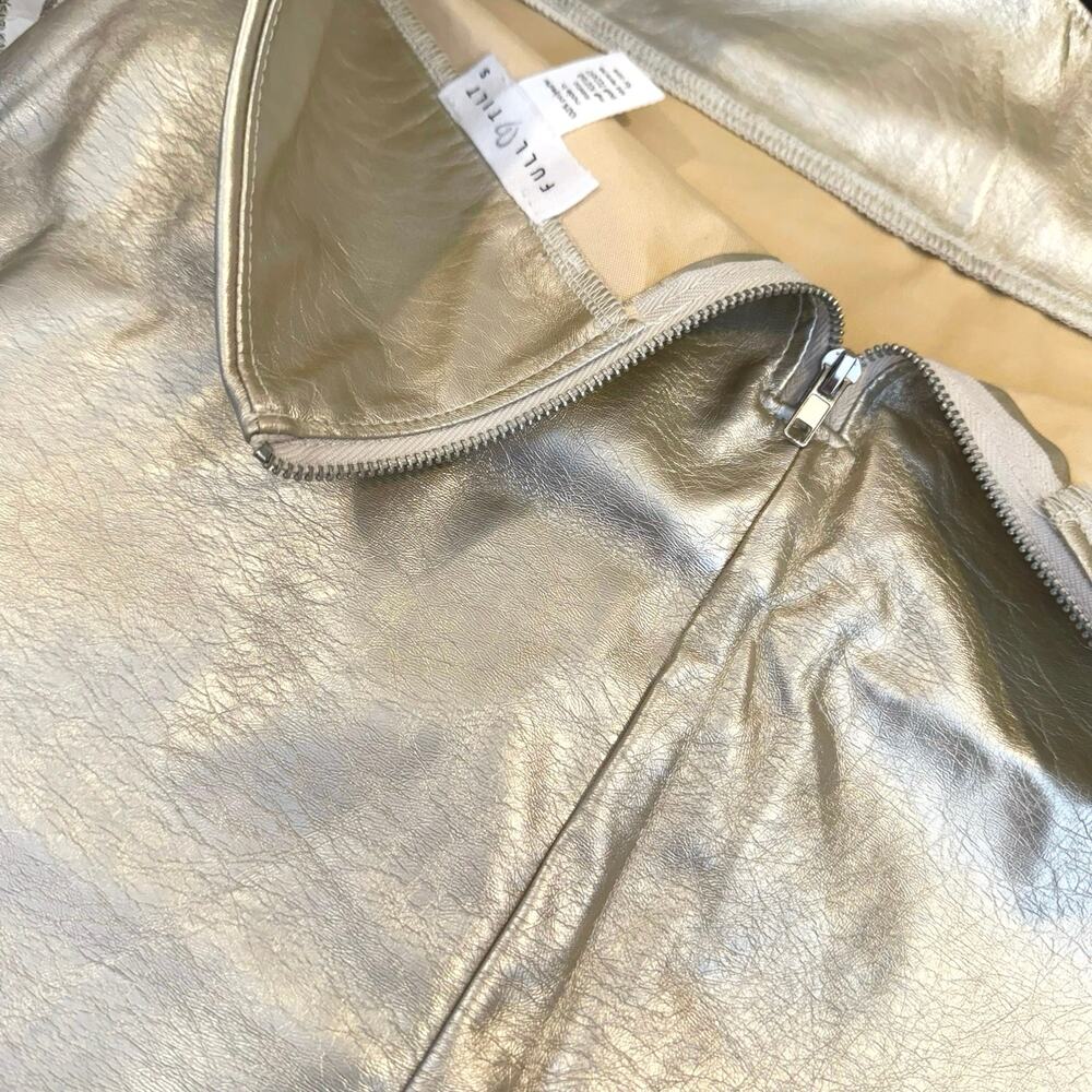 Full tilt high waist Y2K deadstock champagne gold metallic mini skirt skater S - Picture 5 of 7